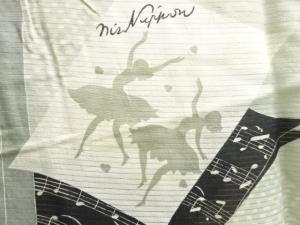 アンティーク　絽バレエに楽譜・ヴァイオリン模様男物半襦袢